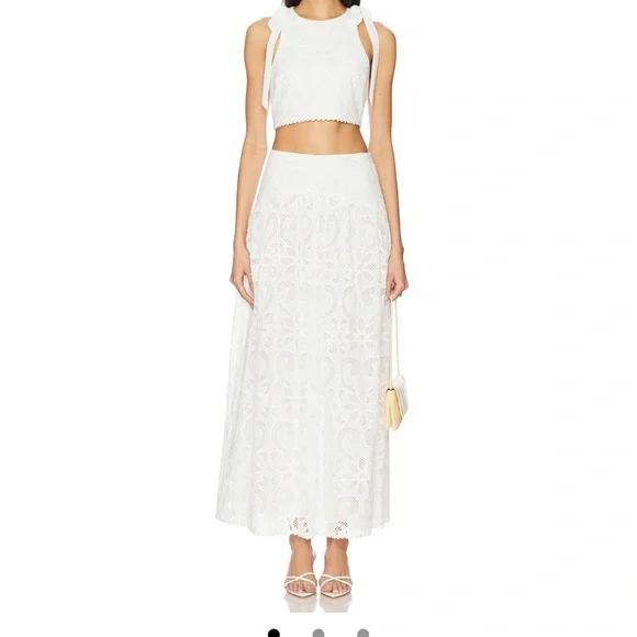 SAYLOR White Eyelet Maxi Skirt - Picture 1 of 3